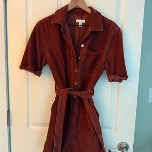 Topshop TALL Rust Corduroy Romper with Belt